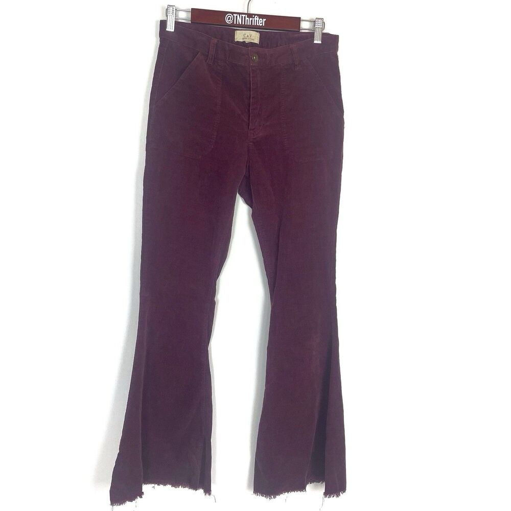 Chelsea & Violet C&V Corduroy Flare Leg High Rise Maroon Pants Women's Size 28